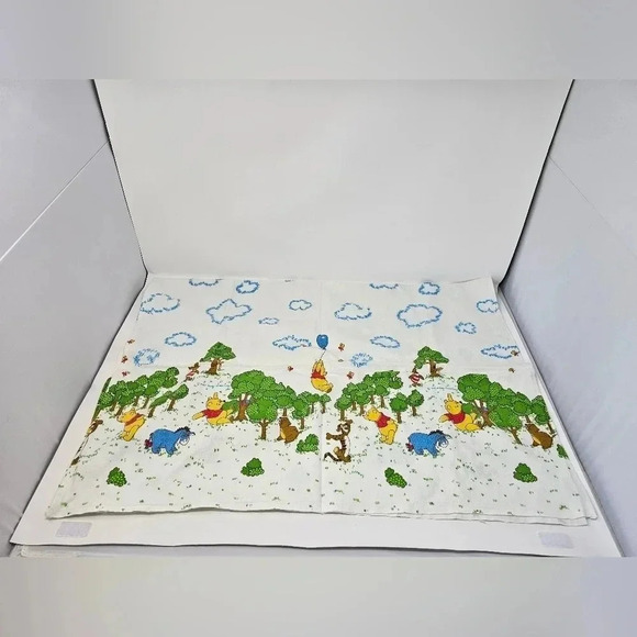 Vintage Winnie The Pooh 100 Acre Wood Print Flannel Receiving Blanket 28”x40” - Picture 4 of 6